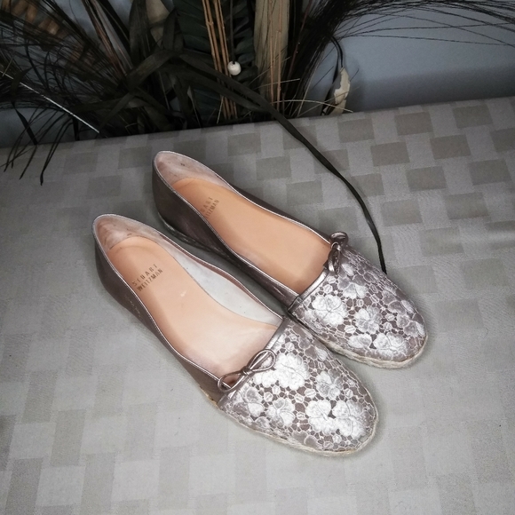 Shoes - Stuart Weitzman Ivory Lace Espadrille Flats